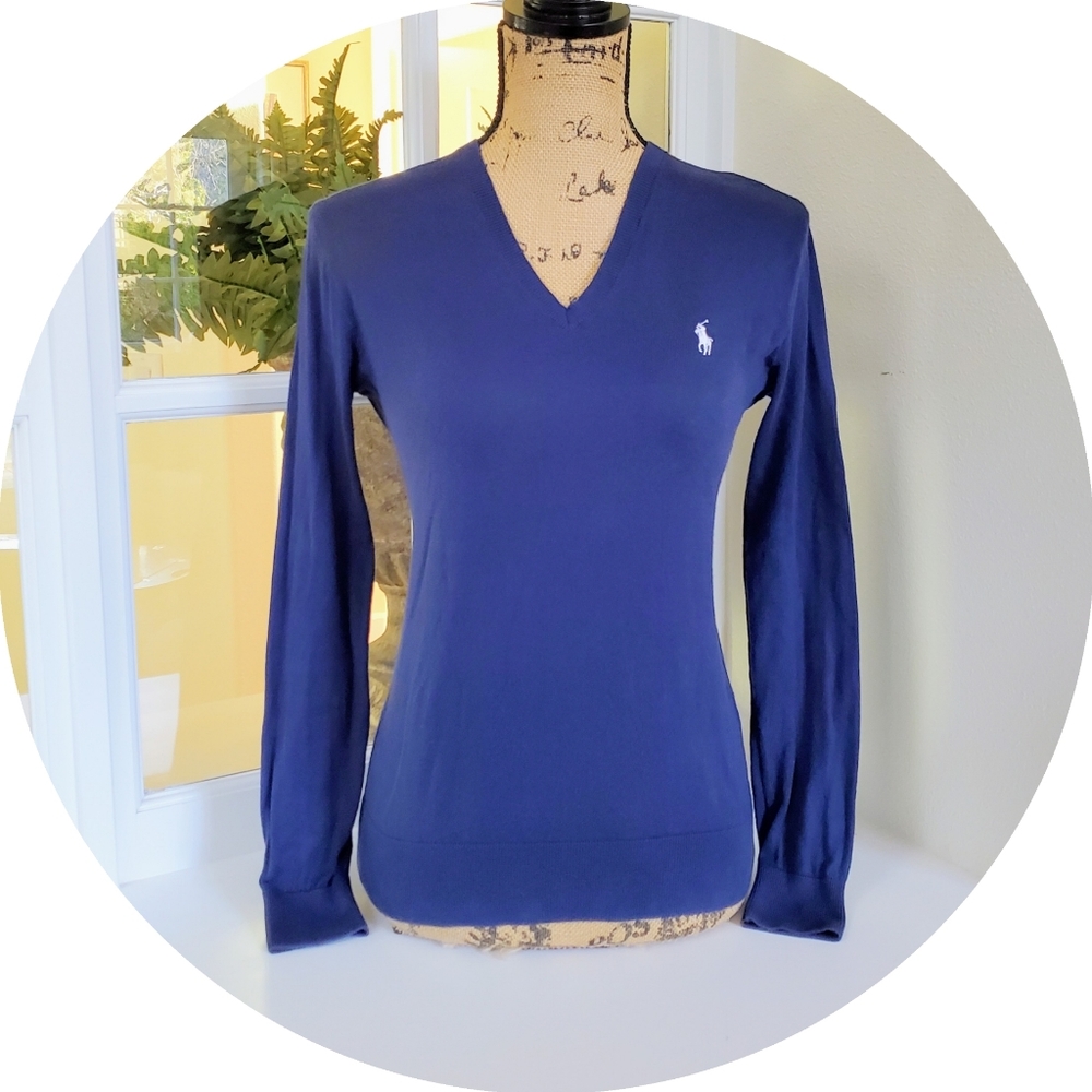 Polo Golf Ralph Lauren Navy Blue V-neck Sweater